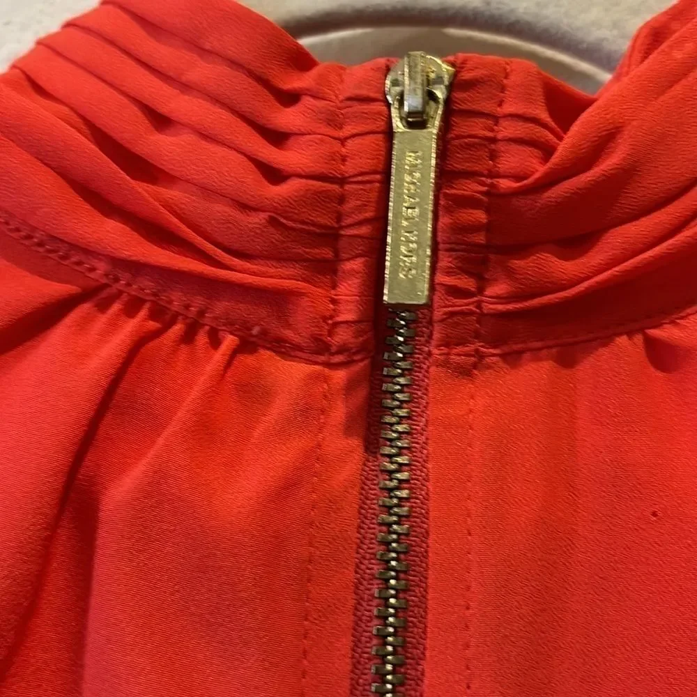 Michael Kors Small Sleeveless Red Orange Mock Neck Classy Career Blouse Small‌‍‍